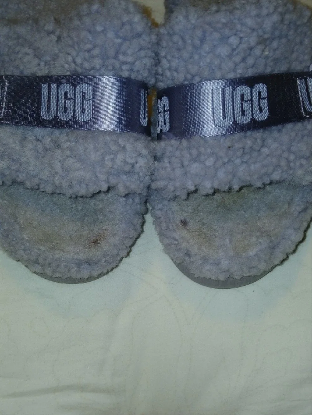 UGG Womens Purple Gray Fluffita Shearling Slide Platform Sandals     Sz: 8